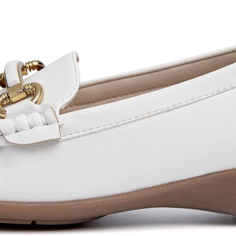 Women's Leather Slip-On Loafers Casual Work Shoes Rubber Sole 8.5 - Picture 2 of 5